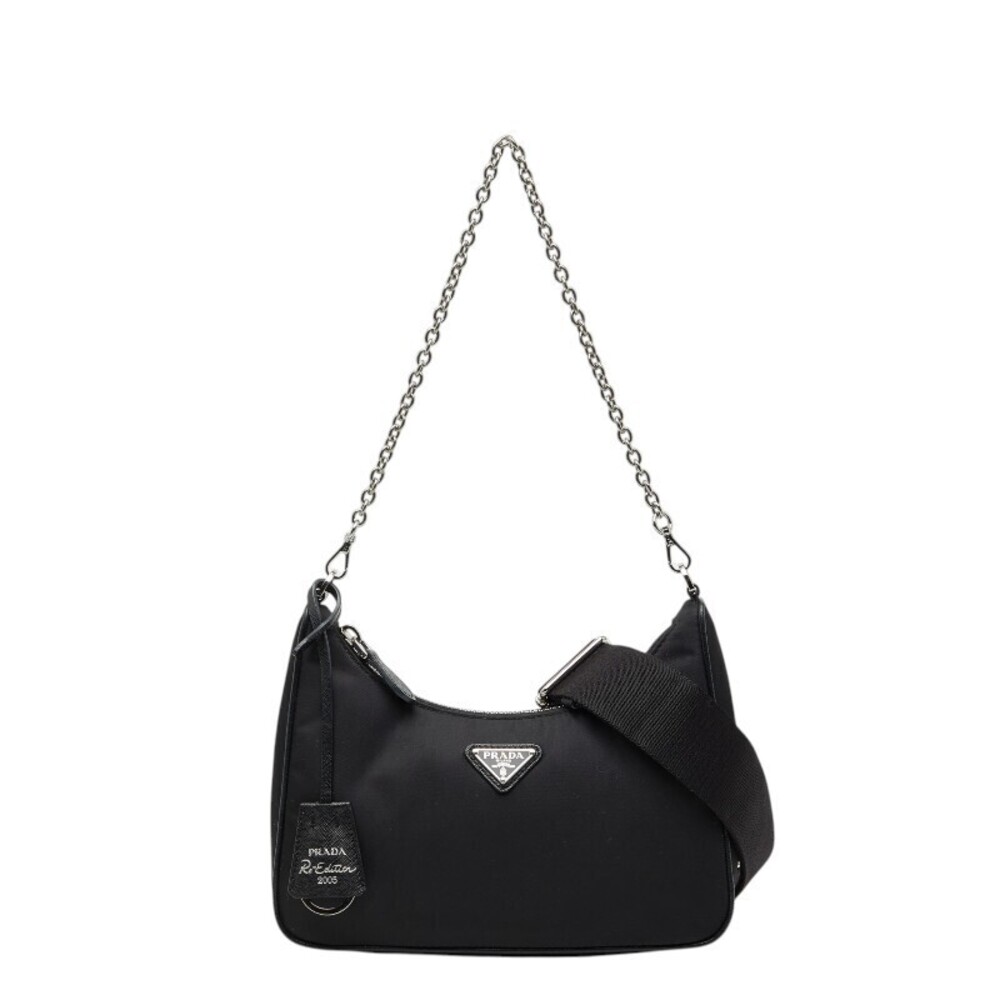 Prada Re Edition Re Shoulder Bag Chain Handbag Black Saffiano